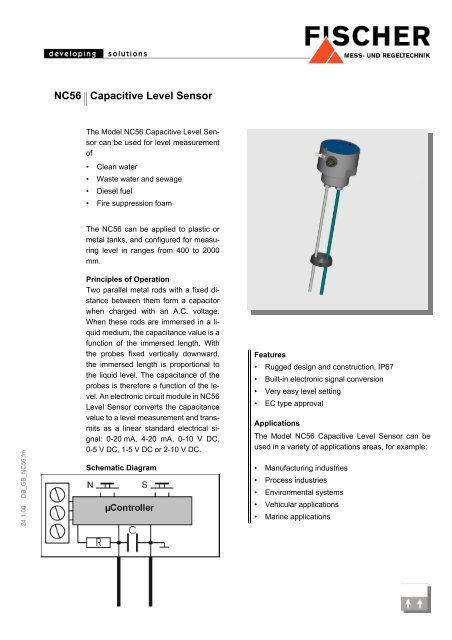 NC56 Capacitive Level Sensor - Fischer