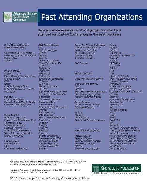 Attendee Demographics - Knowledge Foundation