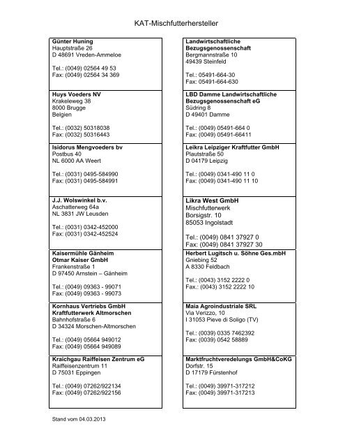 KAT-Mischfutterhersteller - Was steht auf dem Ei?