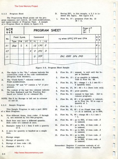 NCR Class 446 Programming, 1970. - The Core Memory