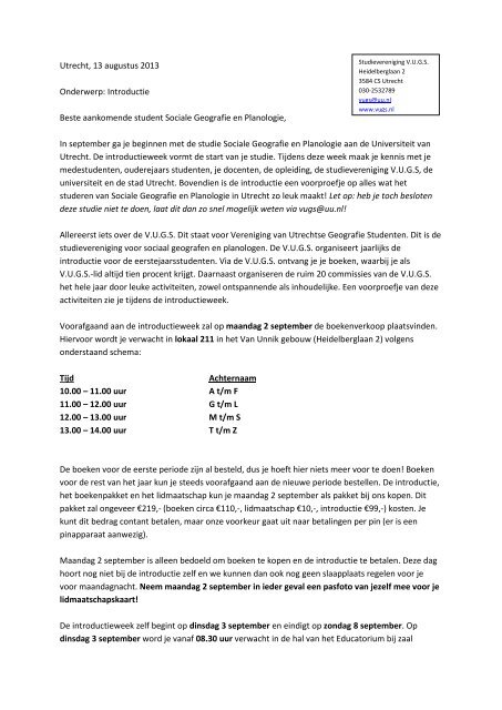 brief eerstejaars augustus 2013 nieuw.pdf - Universiteit Utrecht