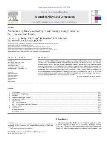 Aluminum hydride as a hydrogen and energy storage material: Past ...