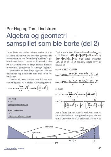 Algebra og geometri — samspillet som ble borte (del 2)