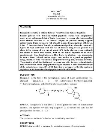 HALDOL brand of haloperidol injection (For ... - Accessdata FDA