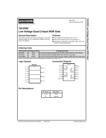 74LVX02 Low Voltage Quad 2-Input NOR Gate ` - Rockby