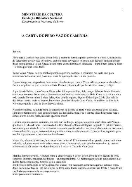 A CARTA DE PERO VAZ DE CAMINHA - ProfÂª Carla Mary S. Oliveira