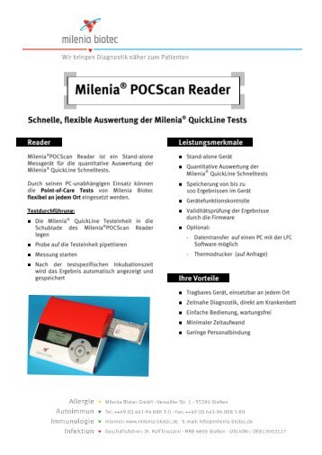 Flyer MileniaÂ® POCScan Reader - Milenia Biotec GmbH