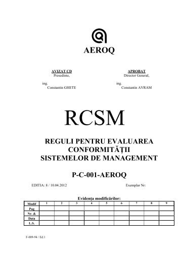 Reguli pt evaluarea conformitatii sistemelor de management - Aeroq