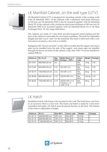 Product Range VKF-i - LK Systems AB