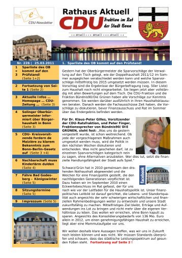 CDU-Newsletter vom 25.03.2011 - CDU-Kreisverband Bonn