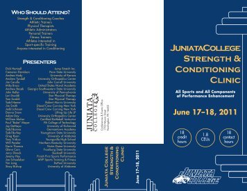 June 17â18, 2011 Juniata College Strength & Conditioning Clinic