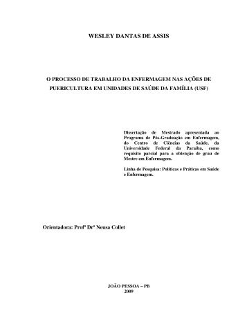 Ler DissertaÃ§Ã£o - CCS - Universidade Federal da ParaÃ­ba