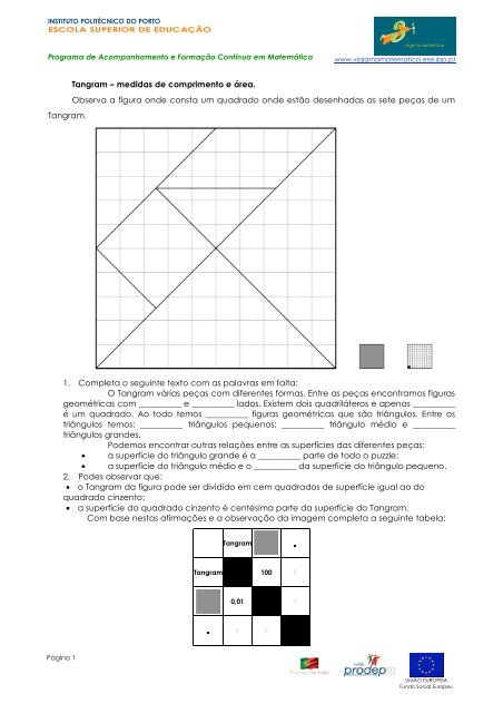 Comprimentos e Áreas, jogos matemáticos