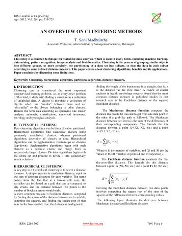 an overview on clustering methods - arXiv