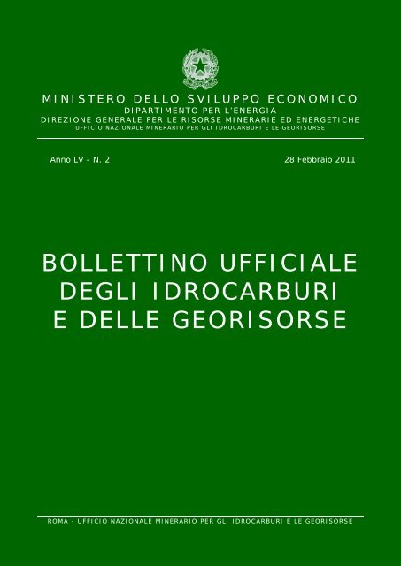 Febbraio 2011 - Unmig - Ministero dello Sviluppo Economico