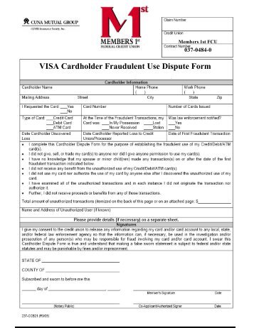 VISAÂ® Fraud Affidavit Form