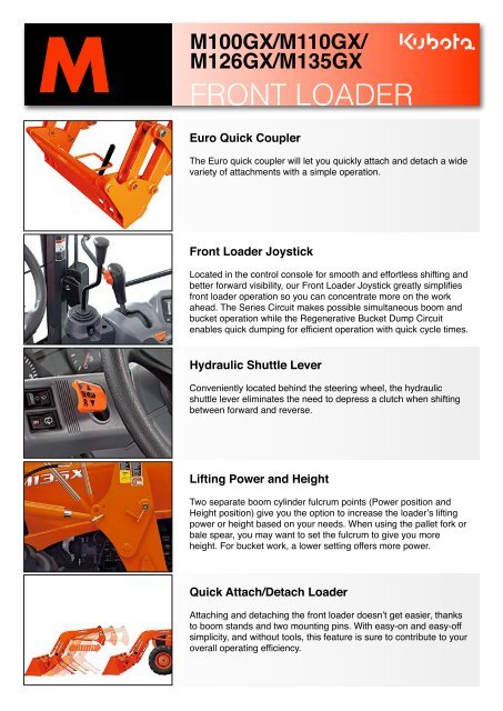 M100GX/M110GX/M126GX/M135GX Front Loader (pdf ... - Kubota