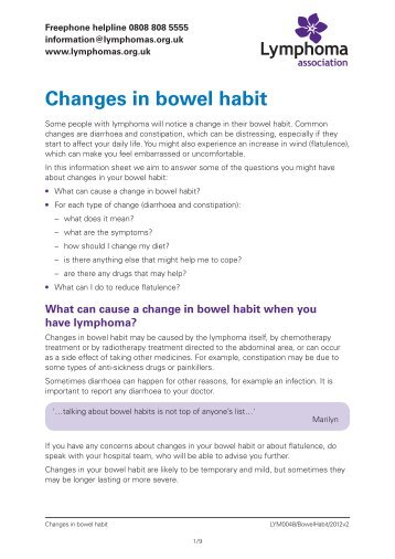 "Changes in bowel habit" PDF - Lymphoma Association