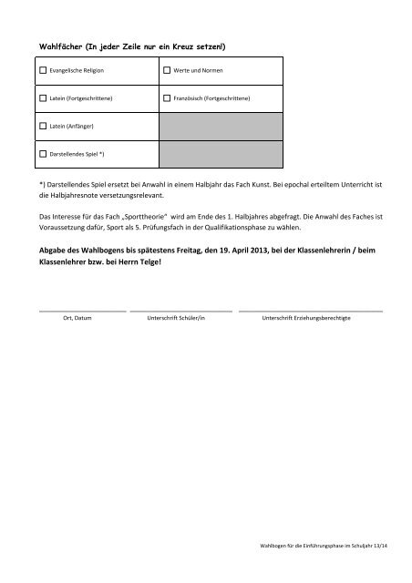 Wahlbogen für die Kurse in der Einführungsphase - des Ernst-Moritz ...