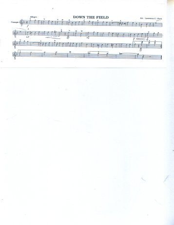 Down the Field sheet music (trumpet 1-2-3, trombone, tuba)