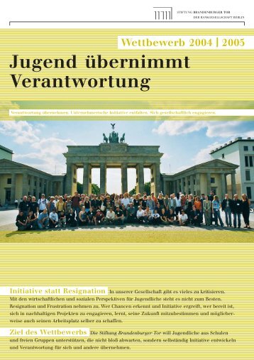 Jugend Ã¼bernimmt Verantwortung - Stiftung Brandenburger Tor