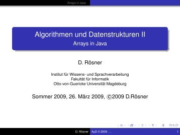 Arrays in Java - Otto-von-Guericke-Universität Magdeburg