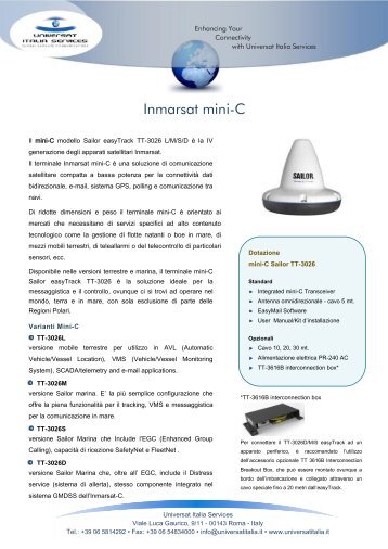 Sheet Inmarsat mini-C - Universat Italia Services