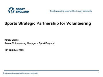 Sports Strategic Partnership for Volunteering - Sport and Recreation ...