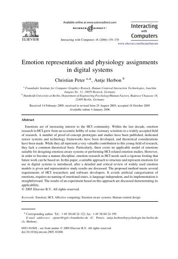 Emotion representation and physiology assignments in digital systems