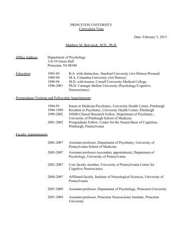 Curriculum Vitae - Department of Psychology - Princeton University