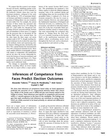 Inferences of Competence from Faces Predict Election Outcomes