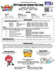 Camp Ann 2000 Registration Form - City of High Point