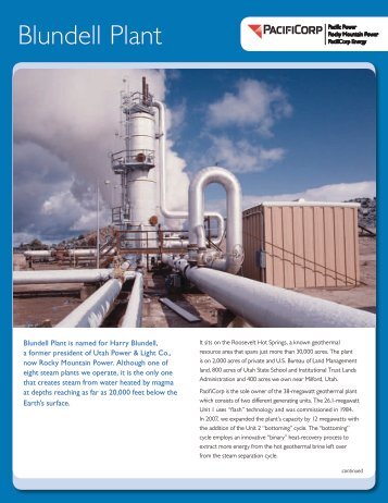 Blundell Plant Fact Sheet - PacifiCorp