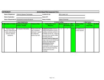 CQT/RA/002/V1 Activity-Based Risk Assessment Form