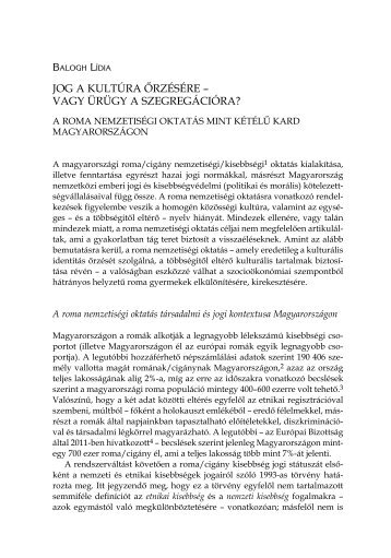 Balogh Lídia: Jog a kultúra őrzésére - vagy ürügy a szegregációra?