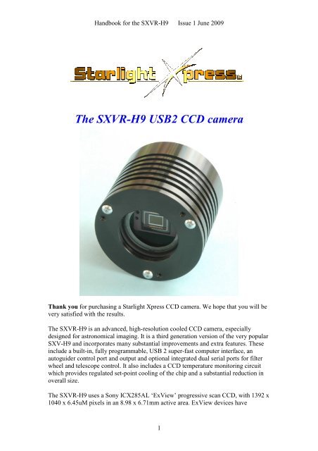 SXVR-H9 handbook.pdf - Starlight Xpress