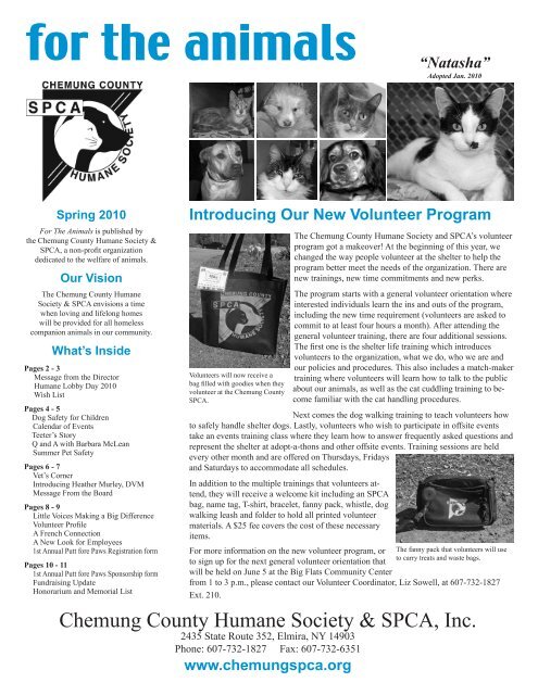 for the animals - Chemung County SPCA