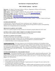 Introduction to Engineering/Physics PHY 108.002 Syllabus â Fall 2011