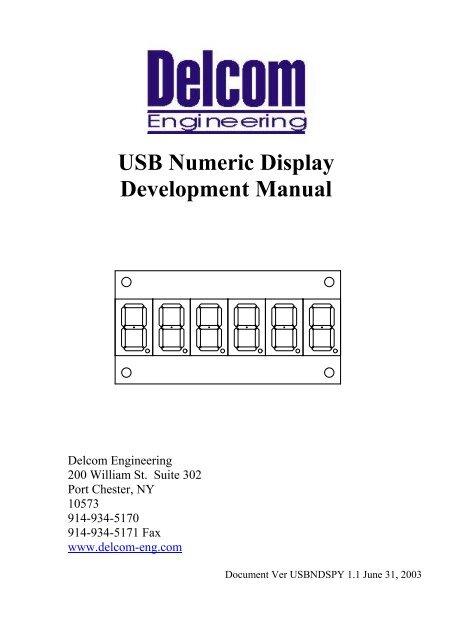 USB Numeric Display Development Manual - Delcom Products Inc.