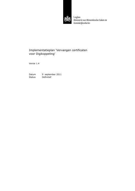 Implementatieplan 'Vervangen certificaten voor Digikoppeling ...