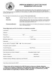 american women's club of the hague membership application