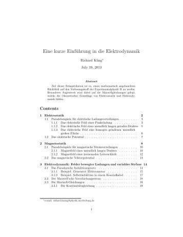 Eine kurze Einführung in die Elektrodynamik