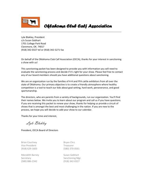 the Oklahoma Club Calf Association