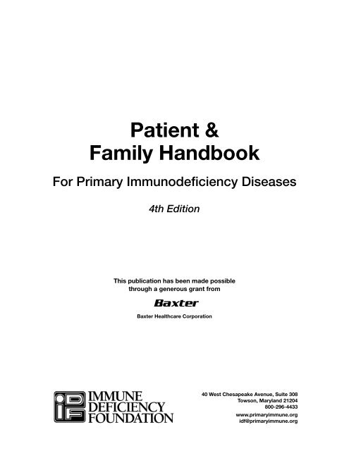 IDF Patient & Family Handbook for Primary Immunodeficiency ... - IDFA