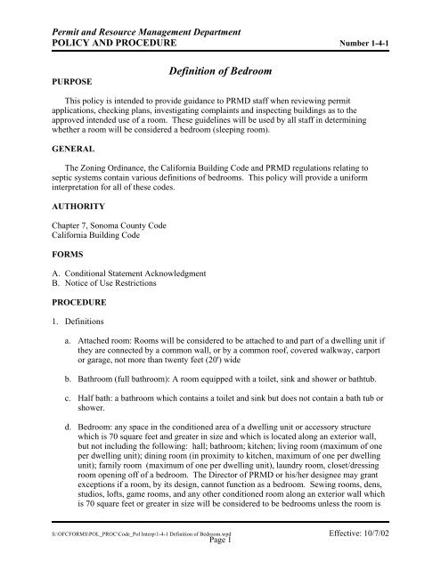 1 4 1 Definition Of Bedroom Sonoma County