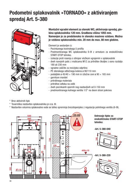 Podometni splakovalnik Â»TORNADOÂ« z aktiviranjem spredaj Art. 5 ...