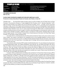 Press Release - The Purple Rose Theatre Company