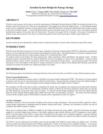 Aeration System Design for Energy Savings ABSTRACT ...