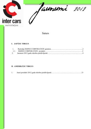 I. JapÄÅu tirgus - Inter Cars Latvija