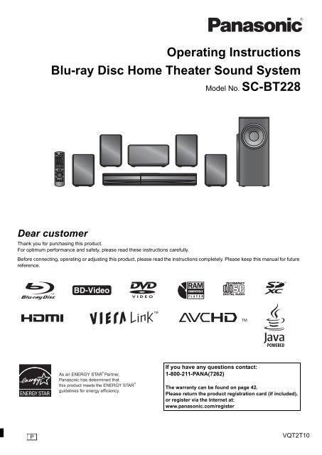 Operating Instructions Blu-ray Disc Home Theater Sound System